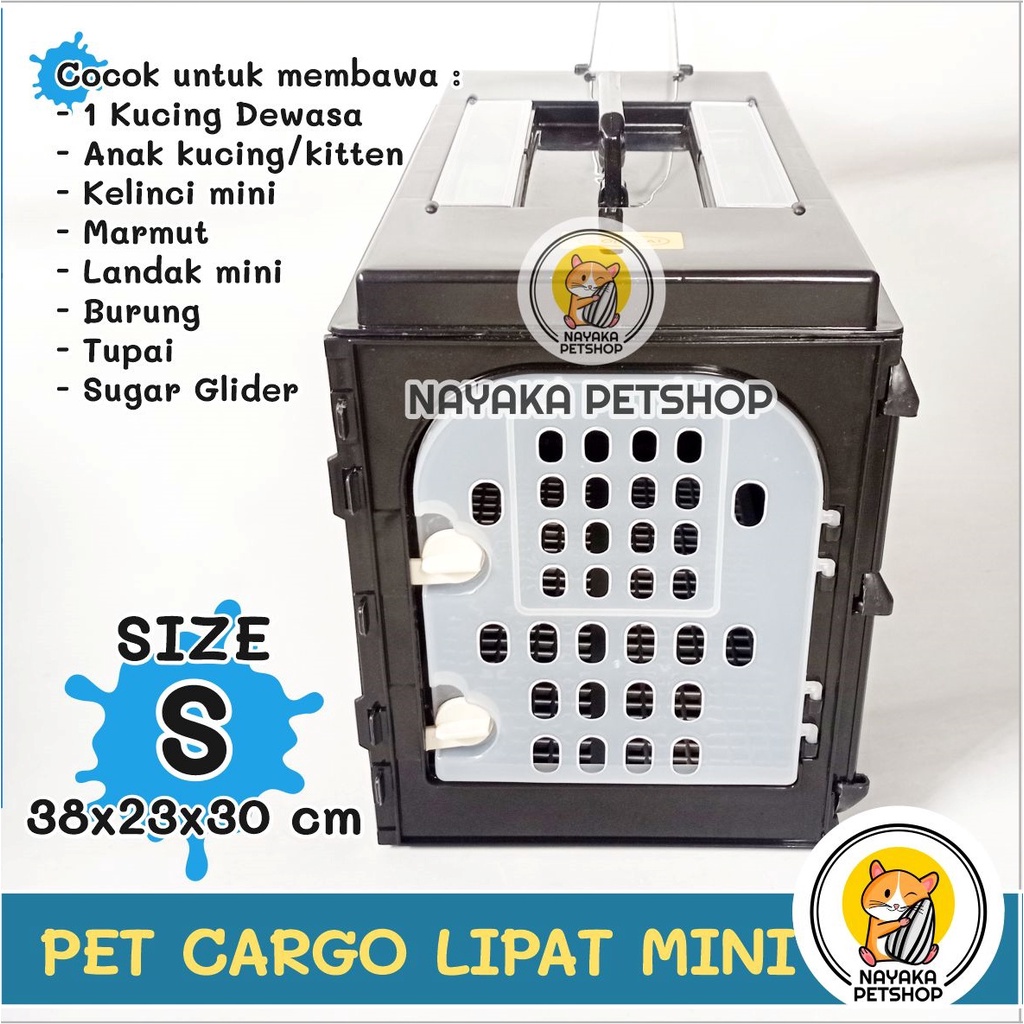 Pet Cargo Kucing Kitten Lipat Mini Size S Pet Carrier Travel Easy Petcargo Kelinci Marmut Landak Mini