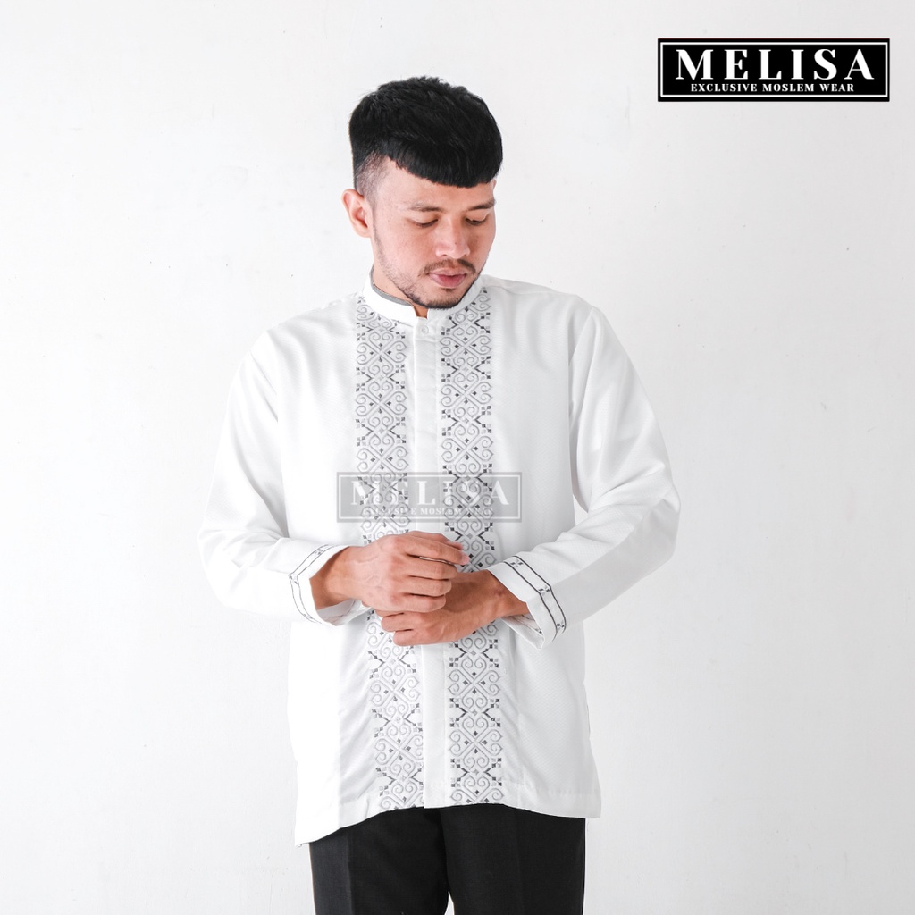 baju koko pria lengan panjang bahan poli katun warna putih tulang size M L XL Baju Koko Lengan Pendek Baju Koko Fashion Muslim Pria Dewasa Terbaru
