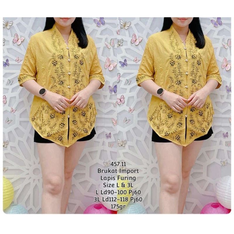 Blouse kebaya 457.11 bahan brukat imp furing size L & 3L