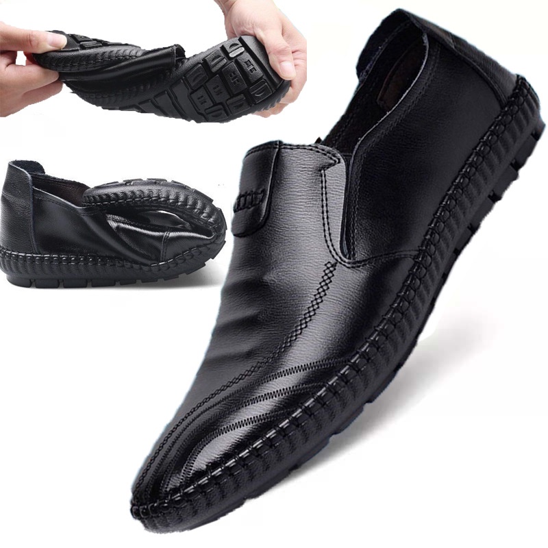 Sepatu Kulit PU Pria Kerja Slip on Casual Shoes MC403-A