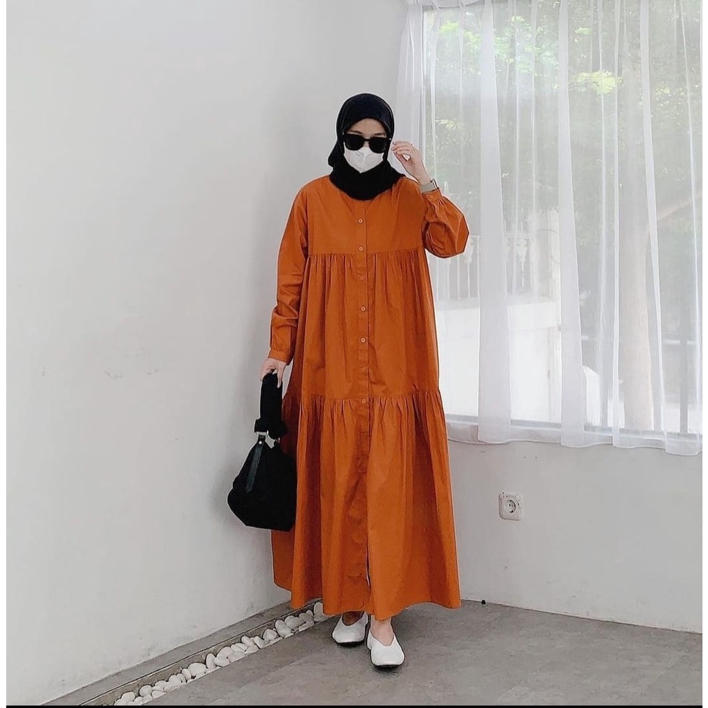 HD16: NEW ZIO[BISA COD]GAMIS LEBARAN 2023]  [GAMIS SUSUN FASHION TERLARIS | TERBARU KEKINIAN ]| [DRESS SUSUN KANCING FULL HIDUP] LATTE, CHERRY RED MATT SHAKILA HQ PREMIUM