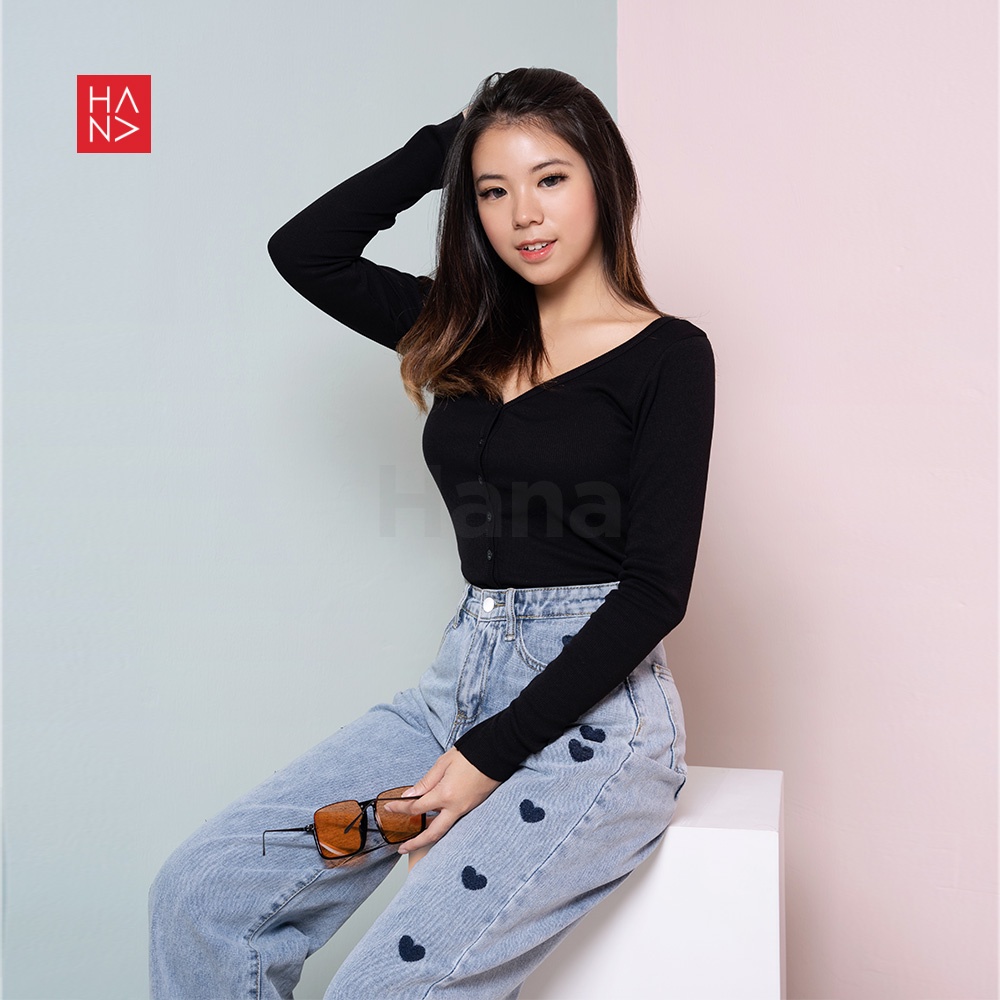 Hana Fashion - Jinny Kaos Crop Top Wanita - CT099