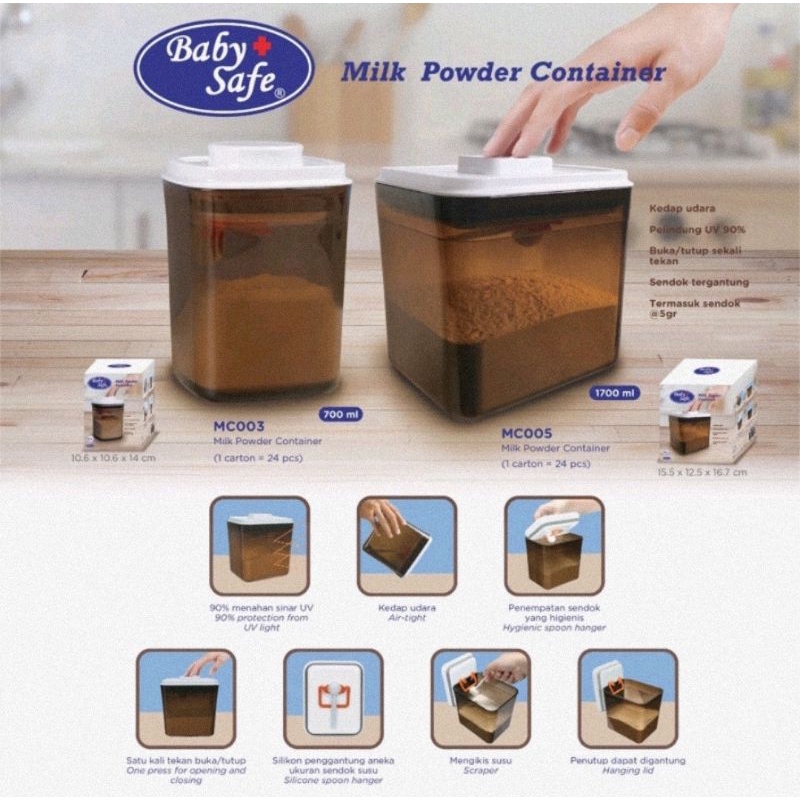 Baby Safe MC005 Premium Milk Powder Container 1700 ml - Kotak Susu