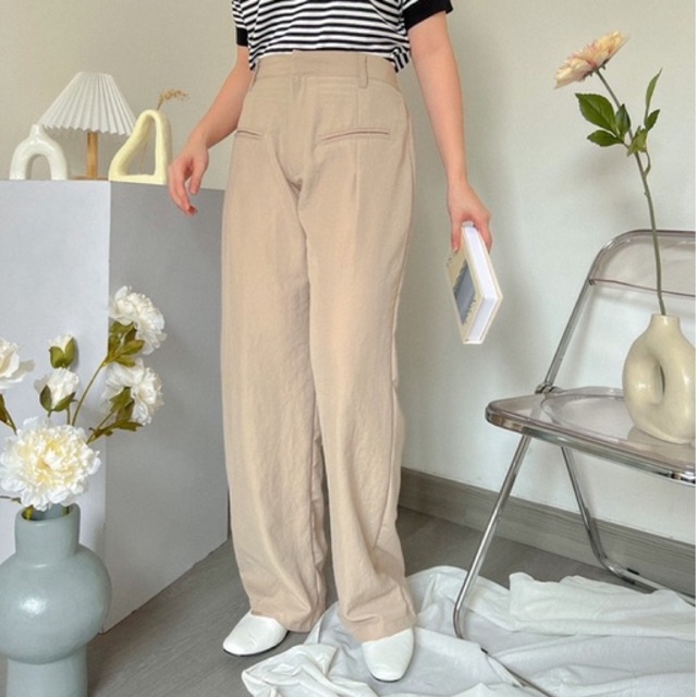 KANON - Min-Ah Basic Loose Pants - Celana kantor / kuliah pensil kulot korean look