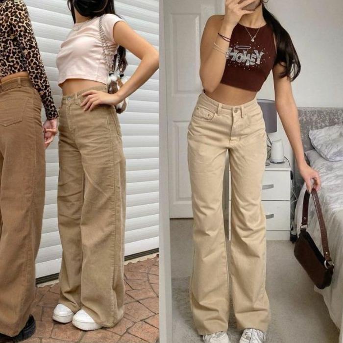 (COD) CELANA WANITA BAWAHAN HIGHTWAIST MOCCA// KULOT JEANS CREAM// KULOT MOCCA ELEGAN//BEST SELLER M