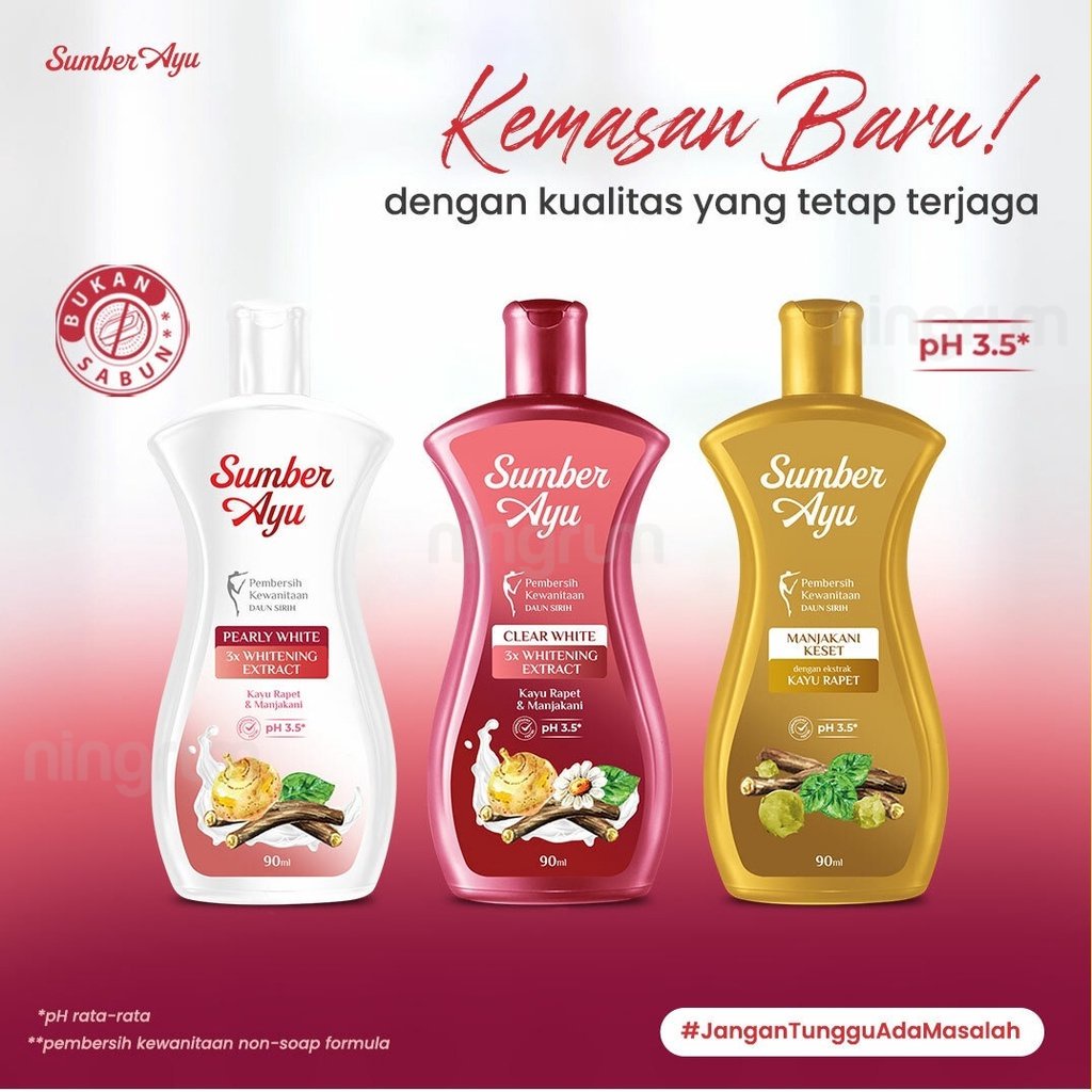 Ningrum - Sumber Ayu Kayu Rapet Whitening 50ml / 90ml / 200ml | Clear White | Pearly White Triple Whitening Extracts | Manjakani Keset Kayu Rapet Pembersih Kewanitaan Daun Sirih Original BPOM - 7406