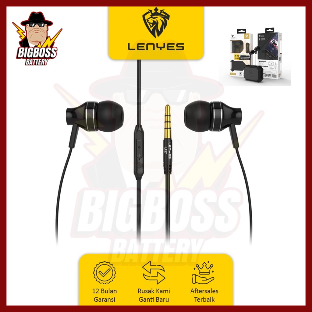 Lenyes LF37 headset in ear hifi stereo earphone extra bass with handfree microphone original 3.5mm