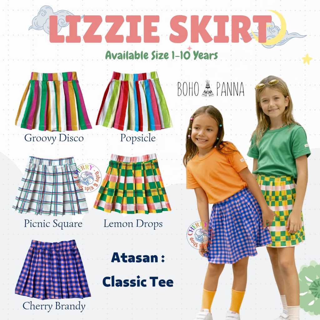 Bohopanna Lizzie Skirt 1-10 Tahun Lizzy Flare Skirt Rok Anak Perempuan CBKS