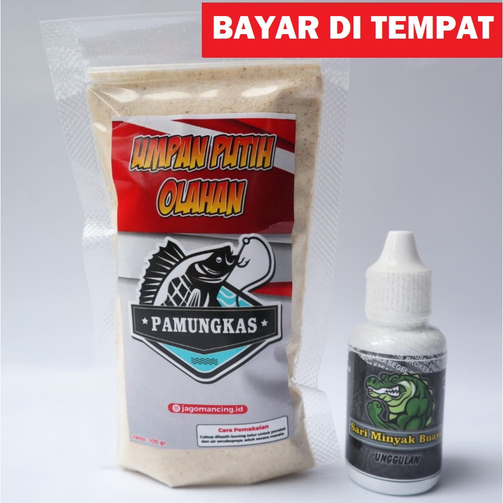 Jual Paket Umpan Putih Olahan Plus Sari Minyak Buaya Essen Ikan Lele