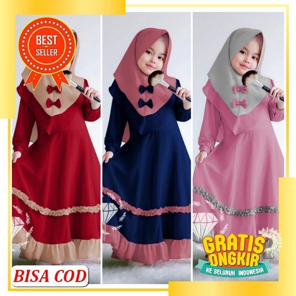 Zeeta Kids Wd ( 4-5 Tahun) Bahan Katun Gamis Anak Perempuan Kekinian Baju Gamis Anak Wanita Terbaru 