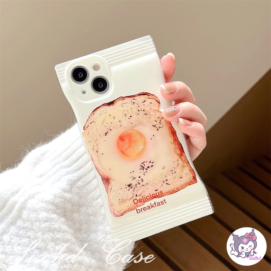 OPPO A78 A17 A57 A55 A54 A77s A16 A15 A76 A74 A17K A53 A33 A32 A31 A9 A5 A5s A3s A96 A95 A94 A93 A92 A77 A52 Reno 8T 8Z 7Z 6Z 5Z Snack Bag Case New Style Toast Egg Fashion Phone Case Soft Cover