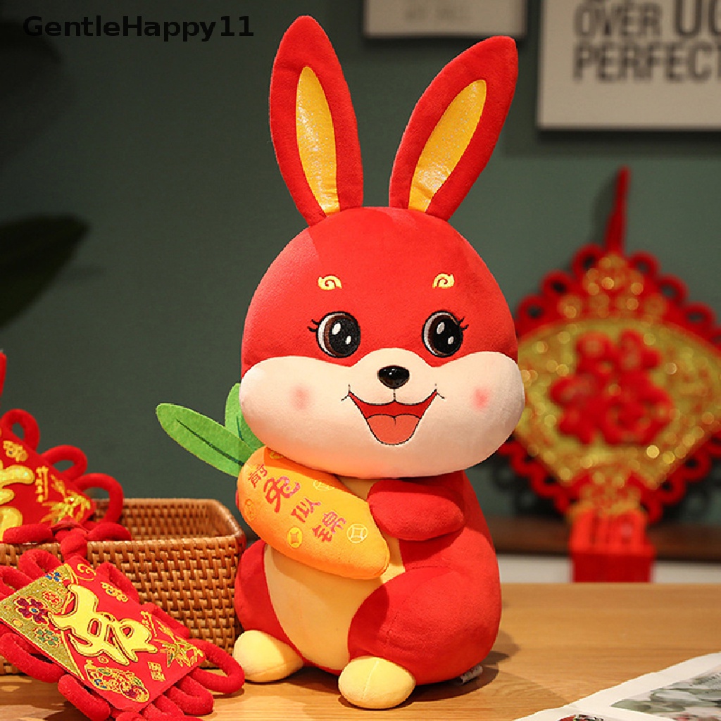 GentleHappy 2023 New Year Chinese Style Radish Rabbit Plush Toy Lucky Bunny Stuffed Doll id