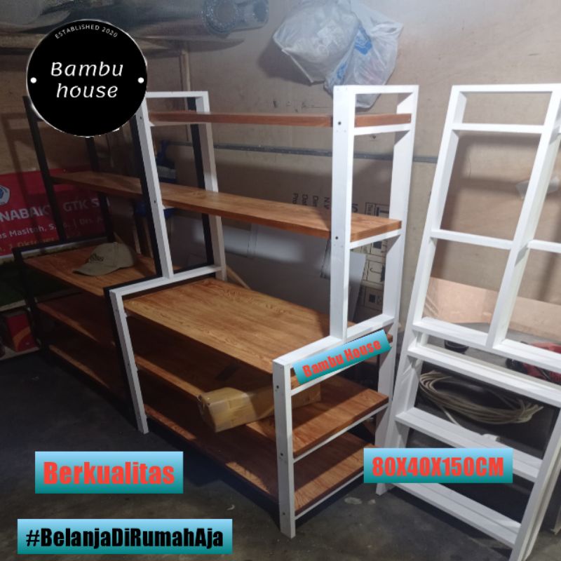 RS 03 | MEJA OVEN MICROWAVE | MEJA KOMPOR GAS 2 TUNGKU | RAK DAPUR 5 SUSUN | RAK KAYU SERBAGUNA