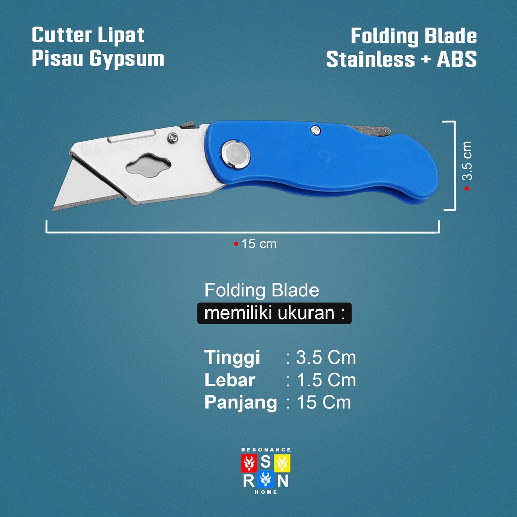 Pisau Cutter Lipat / Foldable Knife / Gypsum Cutter Resonance Home