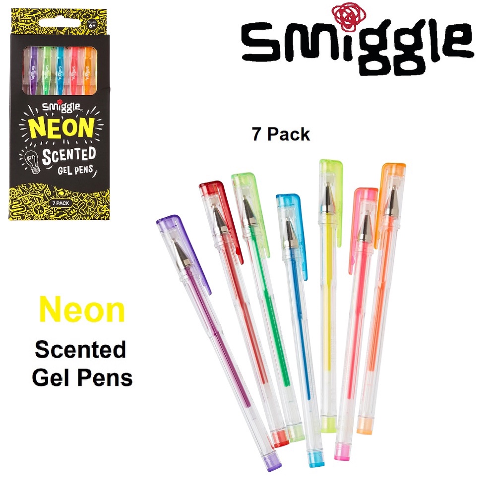 

Ori Smiggle Neon Scented Gel Pens Pack X7 Pulpen Original