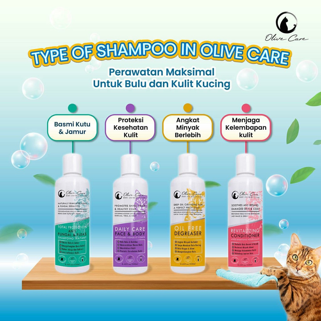 OLIVE CARE Shampo Kucing Revitalizing CONDITIONER untuk Bulu Kusam, Bulu Rusak, Bulu Kering dan Bulu Rontok