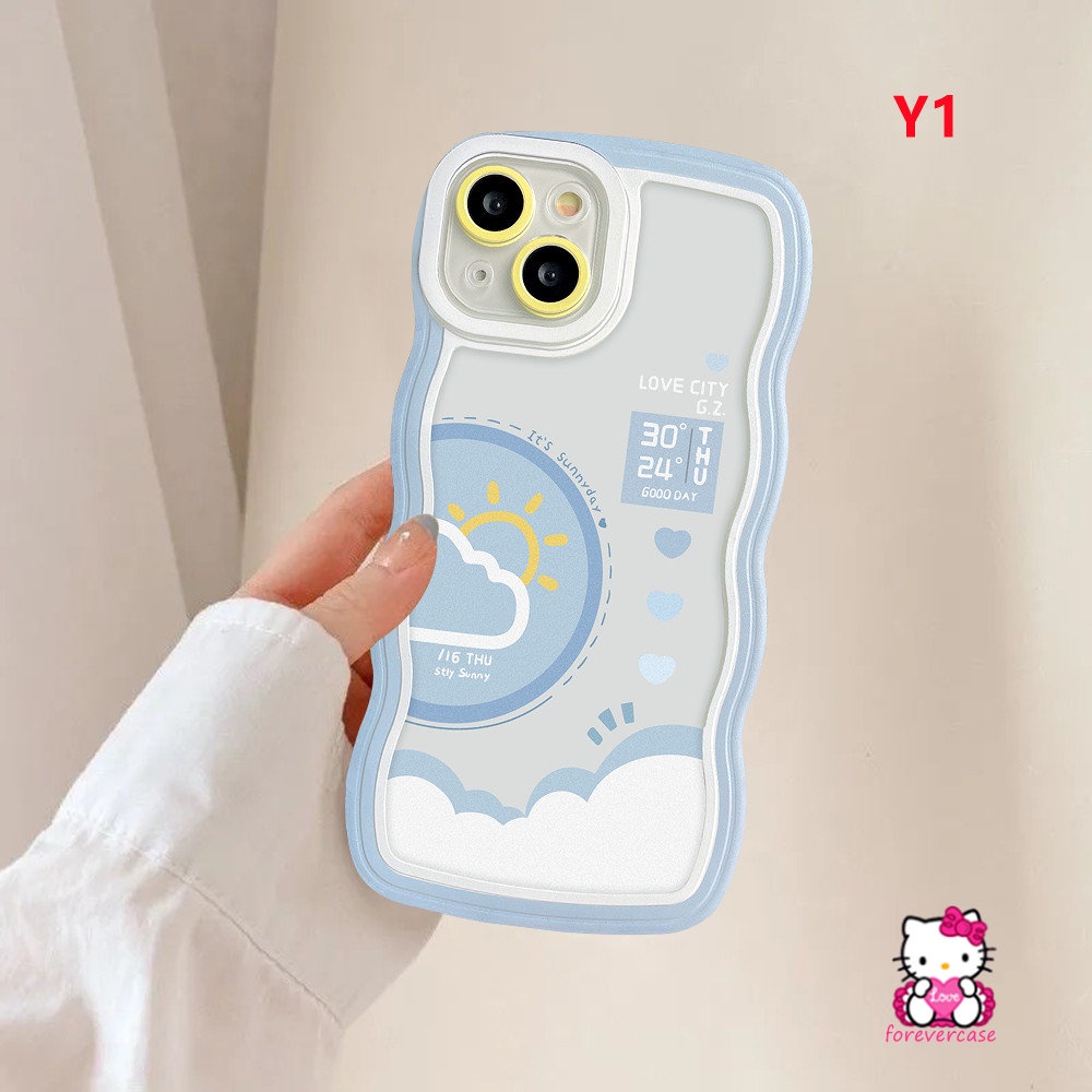 IPHONE Case Kompatibel Untuk Iphone11 6 6s 8 7plus 14 13 12 Pro Max 14Plus XR X XS Max SE 2020kal Tepi Bergelombang Pecinta Siang Malam Ramalan Cuaca Soft TPU Couple Back Phone Cover