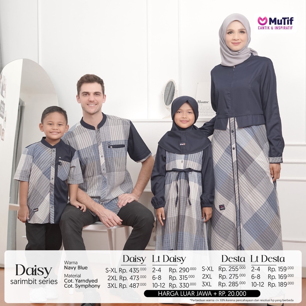 SARIMBIT MUTIF DAISY & DESTA Navy Blazer | Sarimbit Keluarga ORI MUTIF | COD