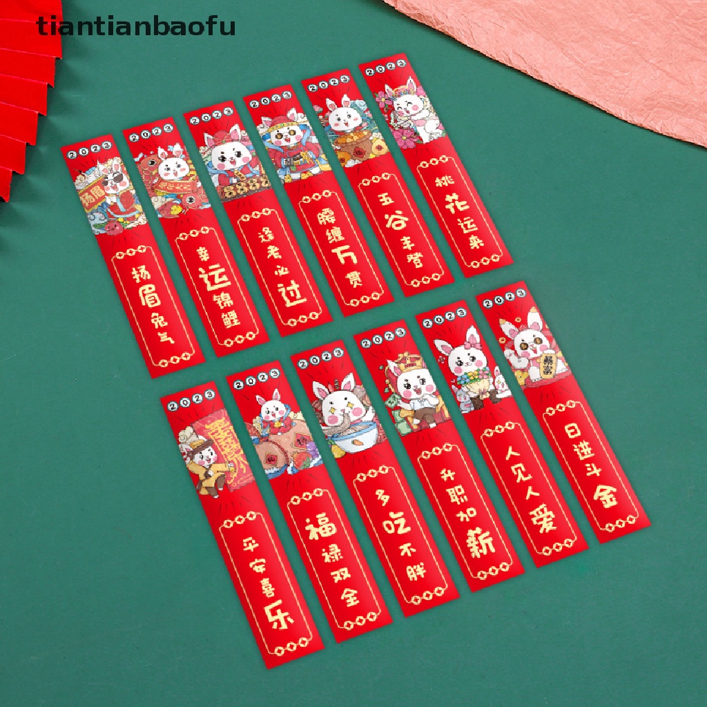 [tiantianbaofu] 12pcs 2023kartun Tahun Kelinci Amplop Merah Lucky Draw Banyak Uang Packing Tas Amplop Merah Festival Musim Semi Hongbao Perlengkapan Festival Tahun Butik