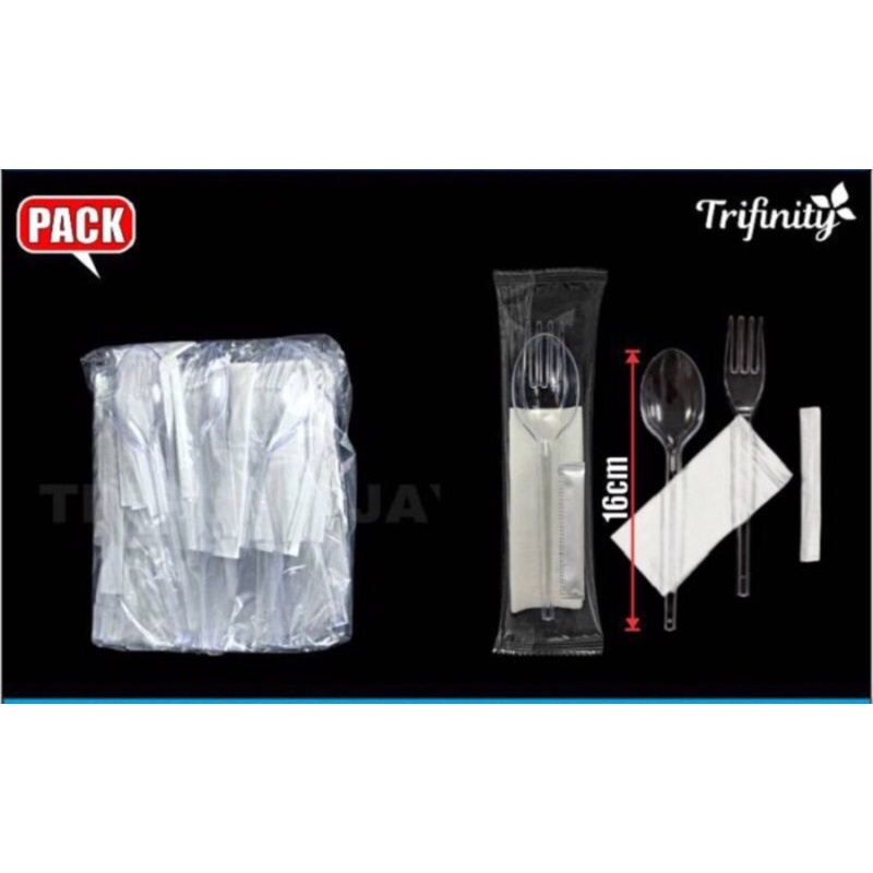 Sendok garpu tisu tusuk gigi higienis tissu isi 25 set per pak