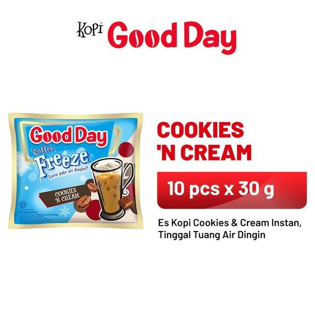 

[BISA COD] GOOD DAY Coffee Freeze Cookies n Cream 1 Pack (10 x 30 gr)