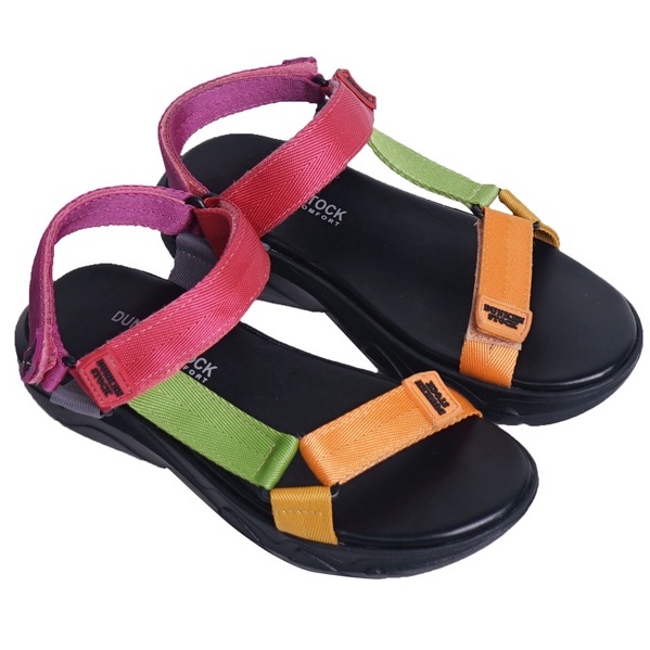 SARASARA YUK - Dunkenstock TEVVA Sepatu Sandal Wanita Size 36 - 40 Sendal Beleza Wedges Model dua Tali Strap Belakang Hak Tinggi Sole 4cm Sandal Gunung Velcro 37 38 39 Warna Lolipop Belleza Kekinian Premium Terbaru Shoes Ori Original Mall Official Store