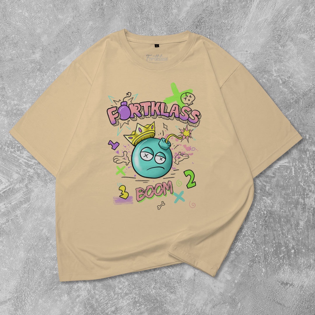 Fortglass Boom Kaos Oversize T-Shirt Cowok Premium