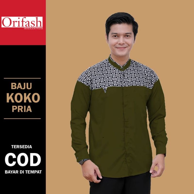 Baju koko pria lengan panjang terbaru 2023 dewasa koko putih jumbo premium