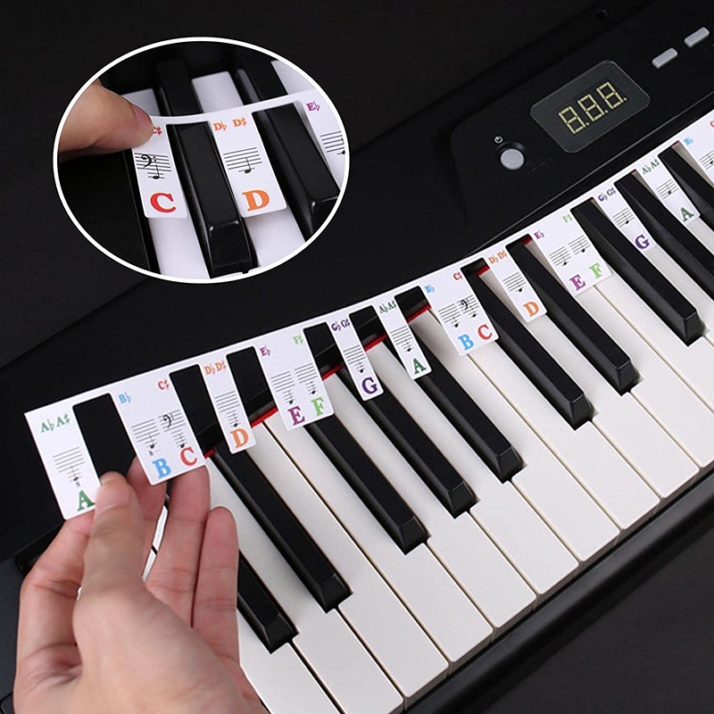 Stiker Piano Tanpa Tempel Stiker KeyBoard Piano Stave Note Stiker Untuk 61per8kunci