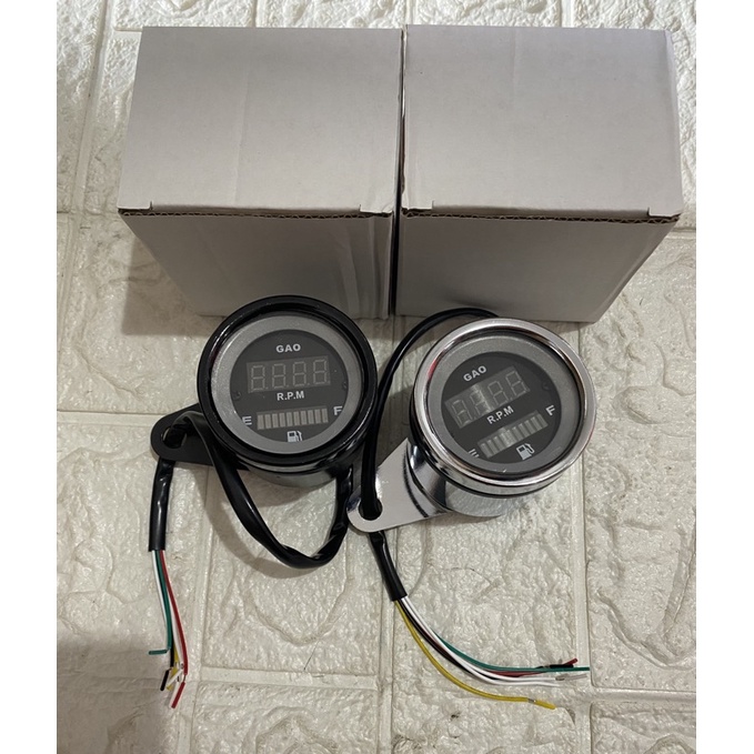 speedometer bulat chrom dan hitam variasi rpm kombinasi amper bensin bensin led