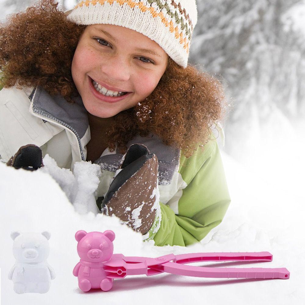 REBUY Rebuy Bear Snowball Klip Portable Anak Snowballs Cetakan Pembuat Bola Salju Luar Ruangan Olahraga Snowball Maker Mold