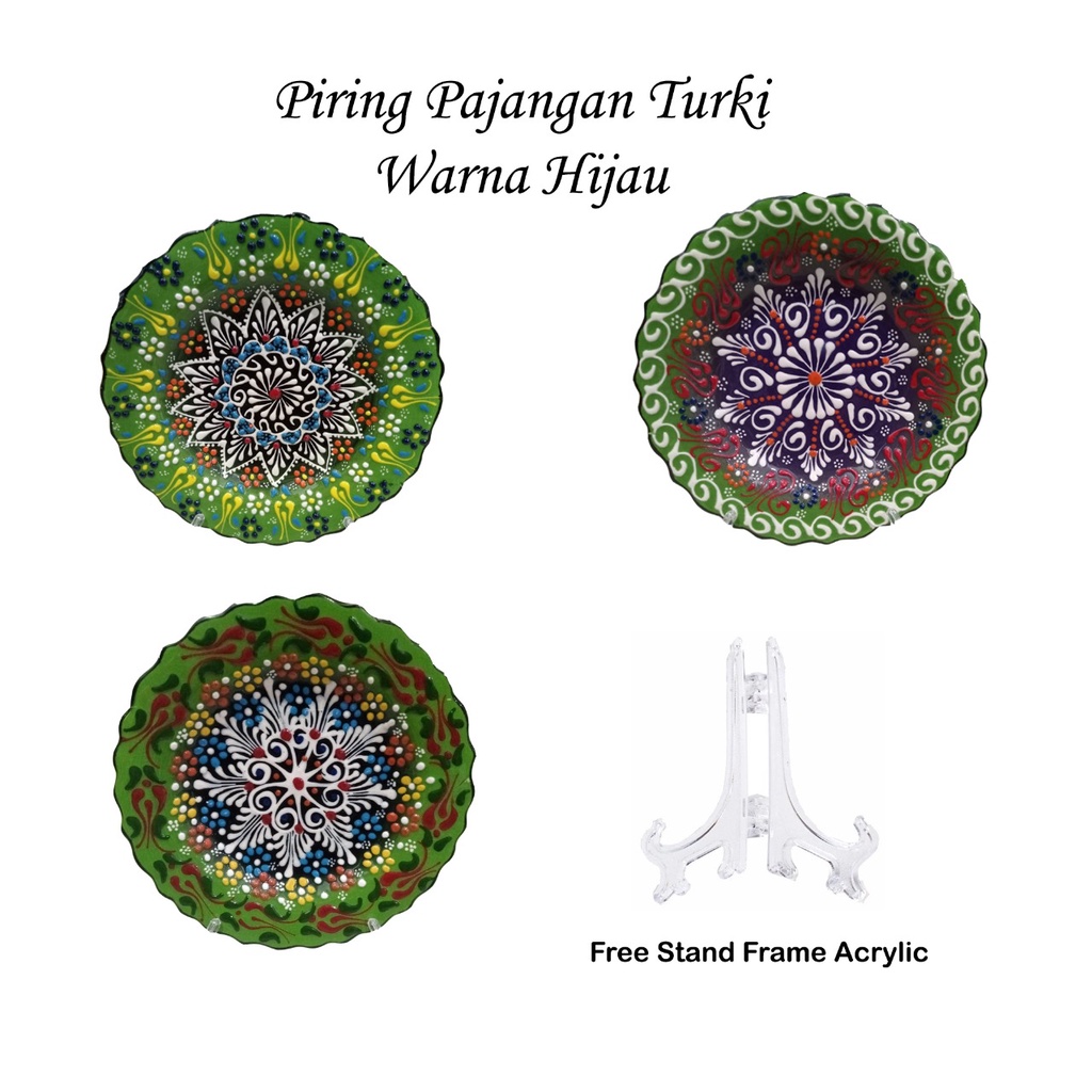 Pajangan Keramik Piring Cantik Hand Made Asli Turki/Free Kaki Bingkai