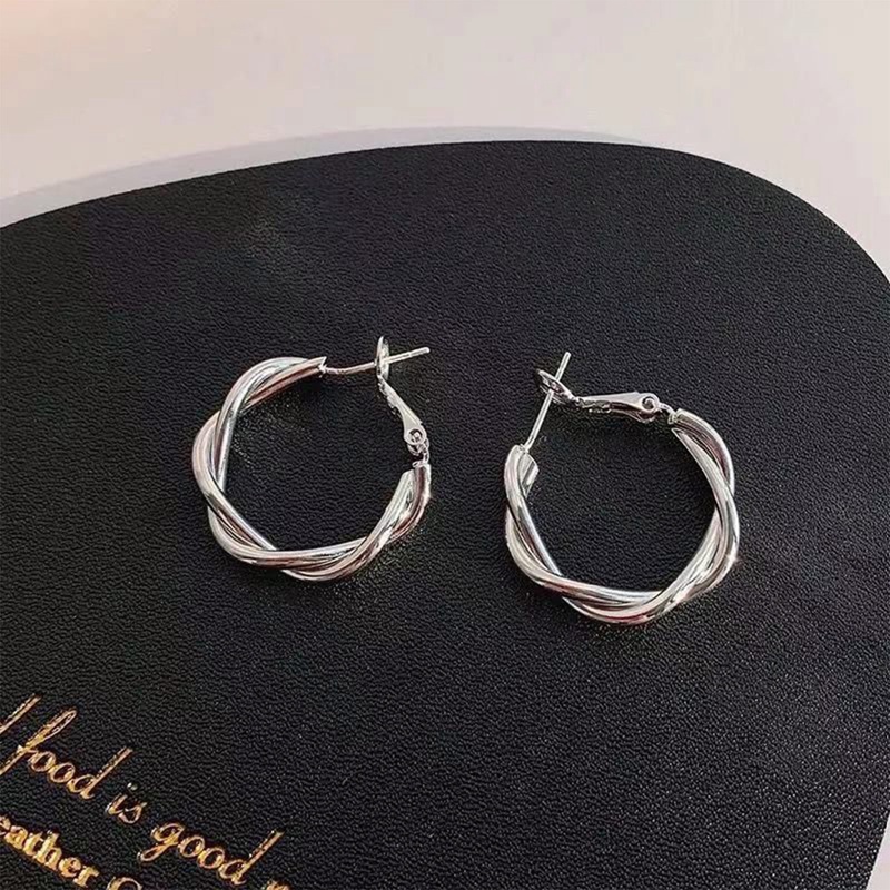 Trendy Anting Hoop Putar Emas 18K Trendi Untuk Wanita Pengantin Pesta Pernikahan Perhiasan Hadiah