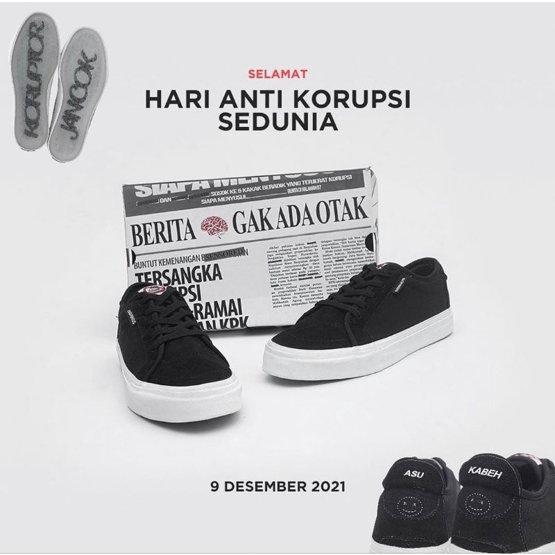 Sepatu Nobrands Koruptor Jancok Black White 100% Original
