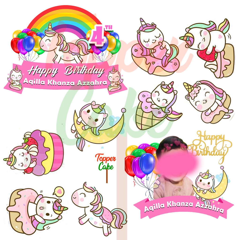 Jual Topper Cake Kuda Poni 3 gratis tambah nama, usia dan foto/Hiasan