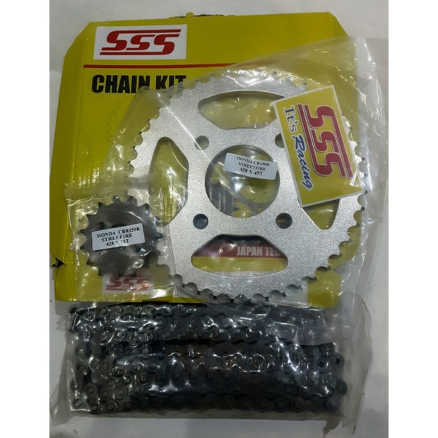 SSS RK CHAIN KIT GEAR SET GERSET PAKET GER DEPAN BELAKANG RANTAI CB150R VIXION MP VERZA BYSON