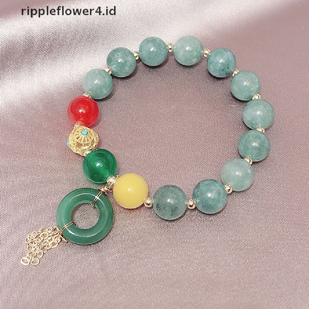{rippleflower4.id} &amp; Gelang Manik-Manik Kalsedon Wanita Gelang Couple Labu Hijau~