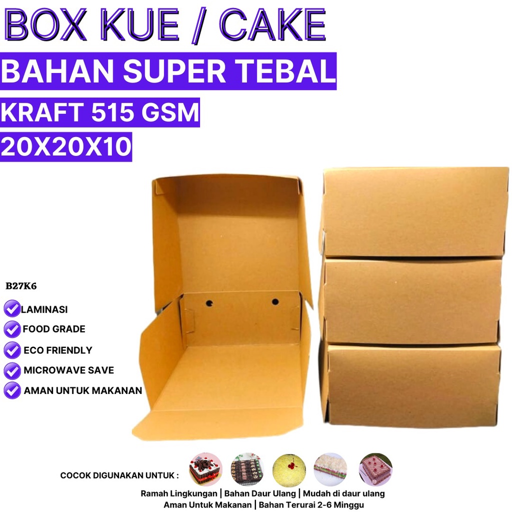 Dus Cake 20x20x10 Super Tebal 515 Gsm (B27K6-Laminasi)