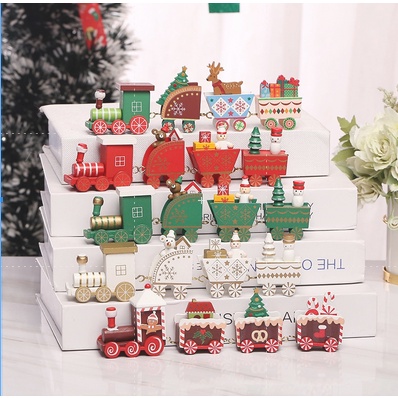 Mainan Anak Kereta Kayu Motif Snowman Santa Christmas Dekorasi Natal Hadiah Natal