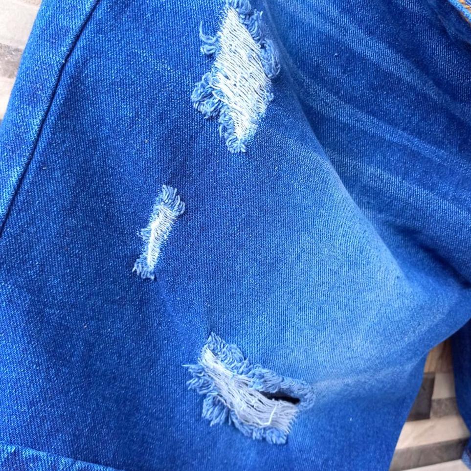 New Stock Celana jeans pendek pria ripped sobek jumbo big size 32 - 44