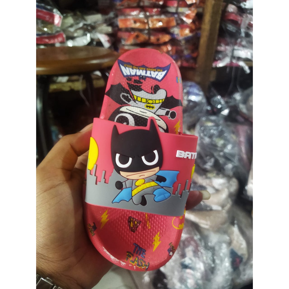 Sandal selop anak laki-laki motif batman bahan pcu 2101-S (24-35) Sandal anak terlaris