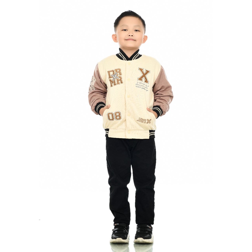 Dhozen Jaket Varsity Anak Dreamer Kids Krem 1-12 Tahun