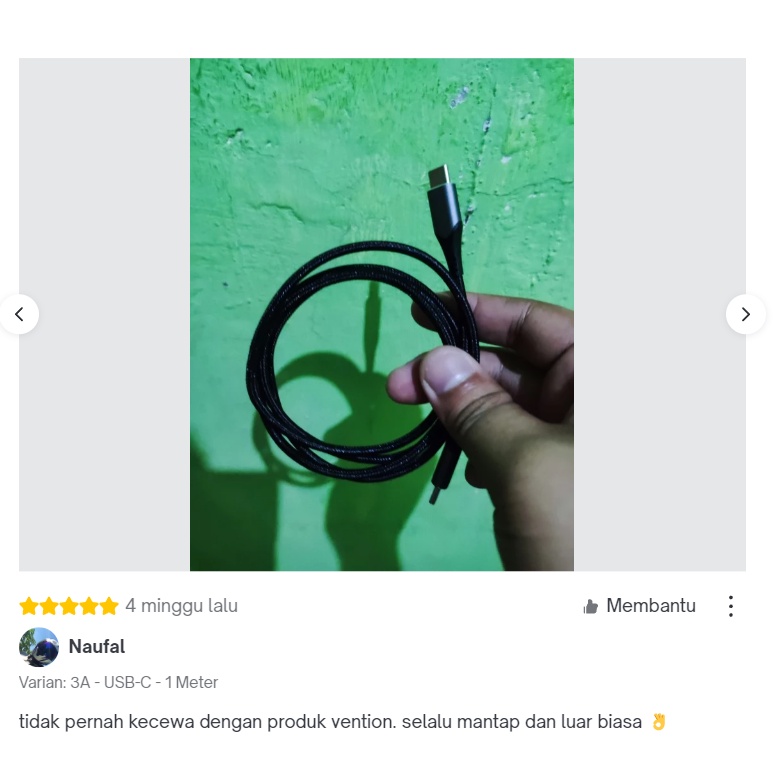 Vention Kabel USB Braided Type C to C PD 3A Fast Charge QC4.0 60W 1M 1.5M