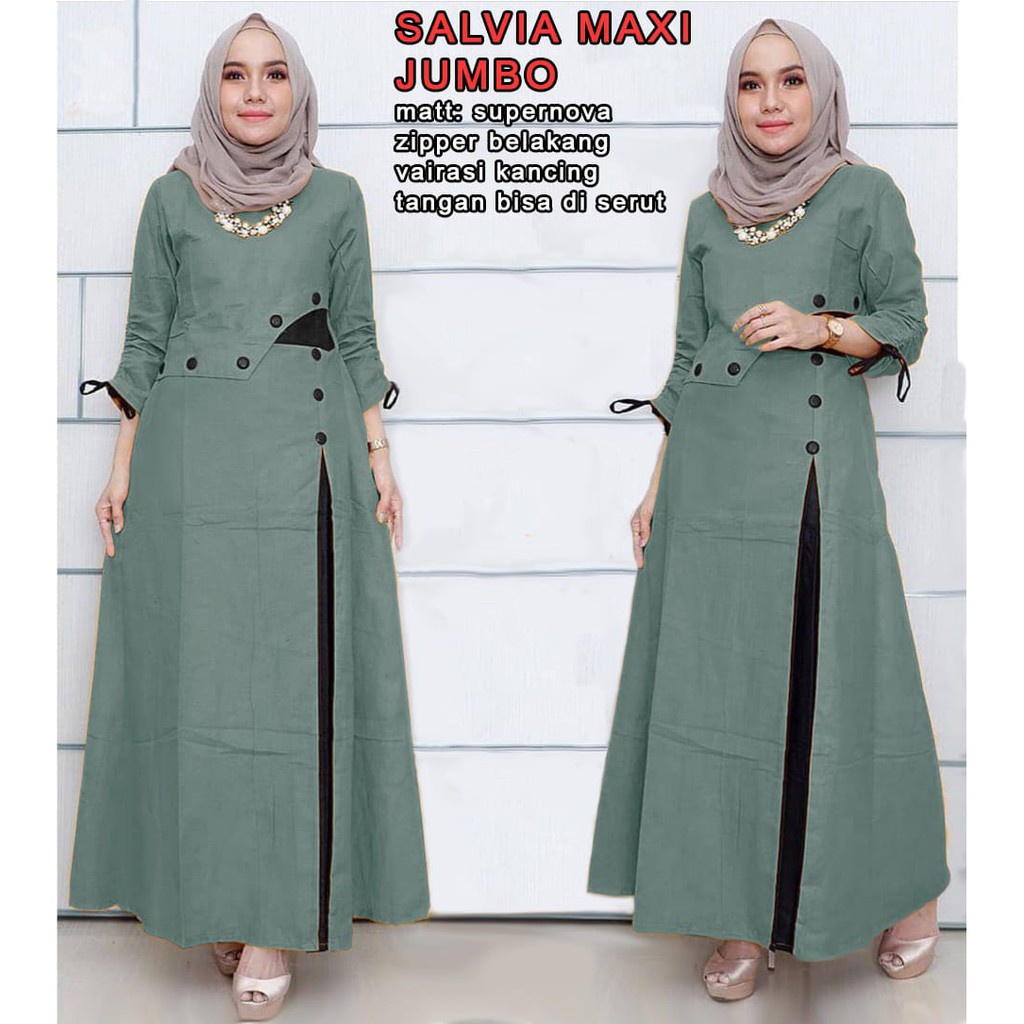 PIK - Maxi Salvia Jumbo L, XL, XXL, 3XL/ Pakaian Wanita Muslim Jumbo/ Maxi Wanita Muslim