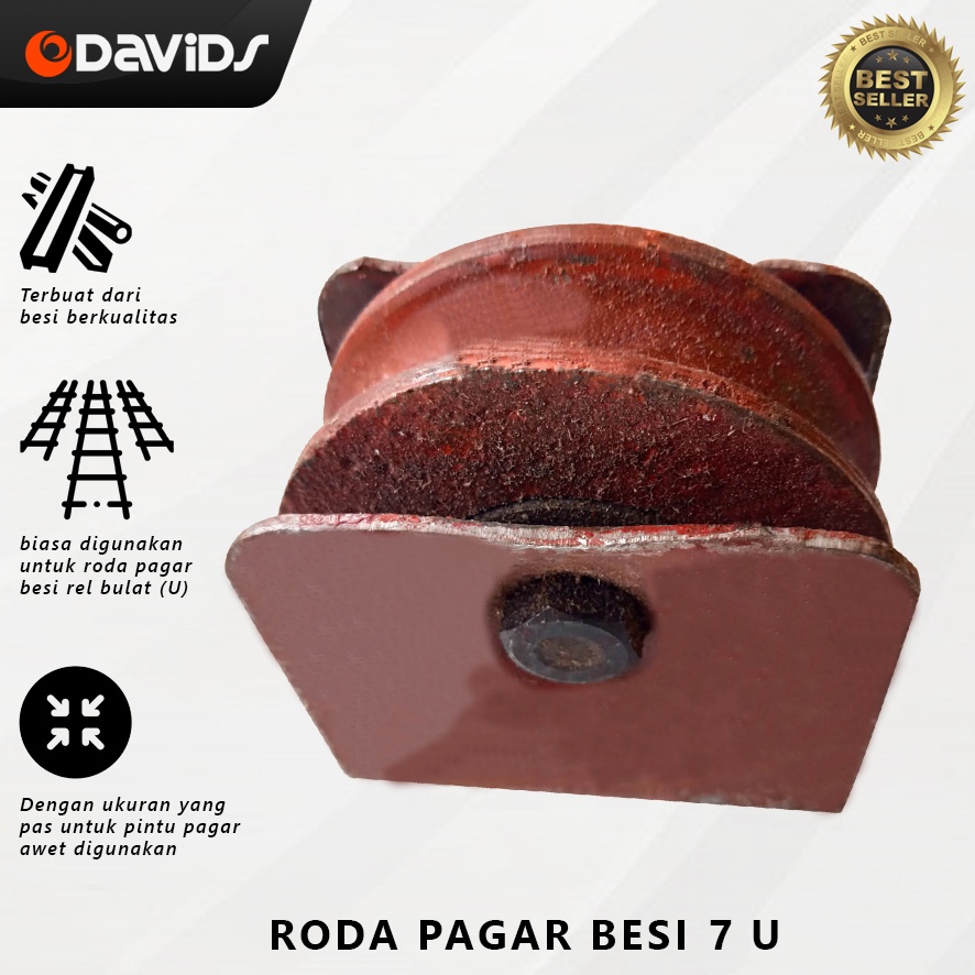 Roda Pagar Besi Rumah Pintu Gerbang Baja Dorong Sleding 7cm U