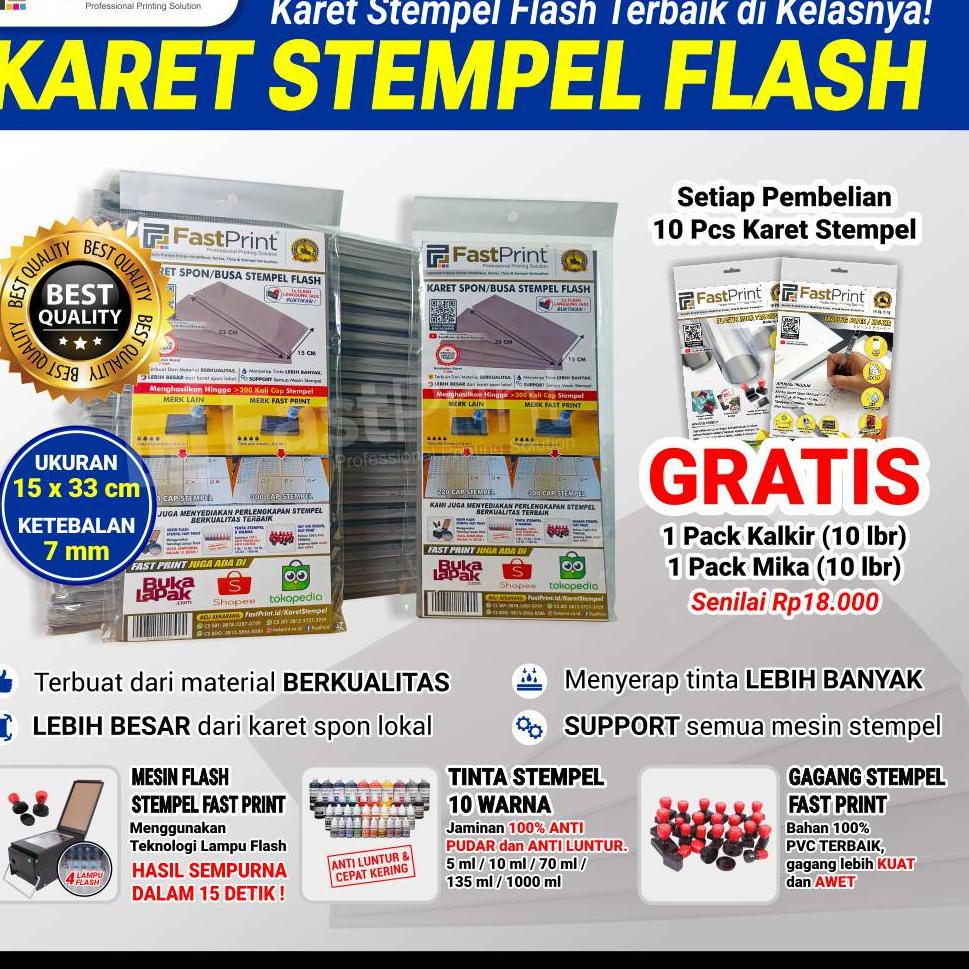 

ㅕ Karet Spon/Busa Stempel Flash Warna 15 x 33 CM ㆊ