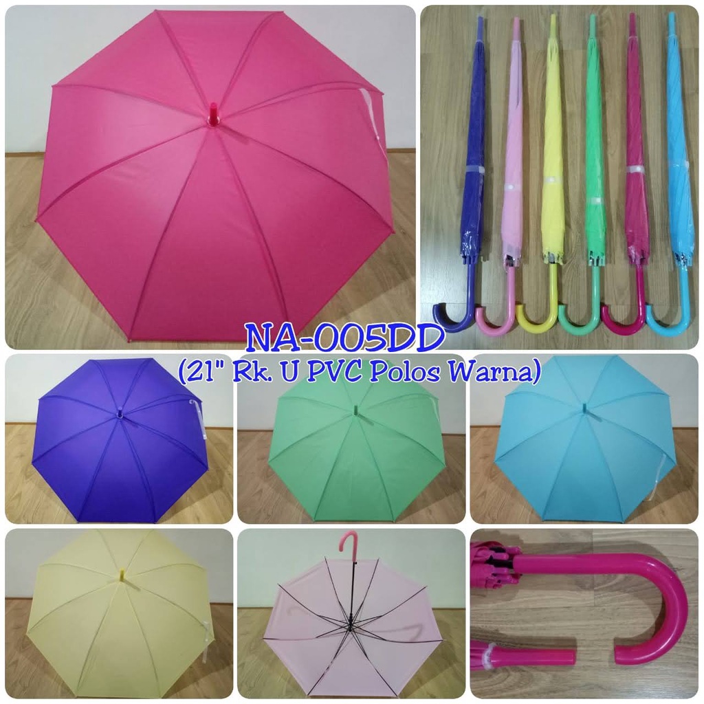 Payung transparant doff PVC polos warna