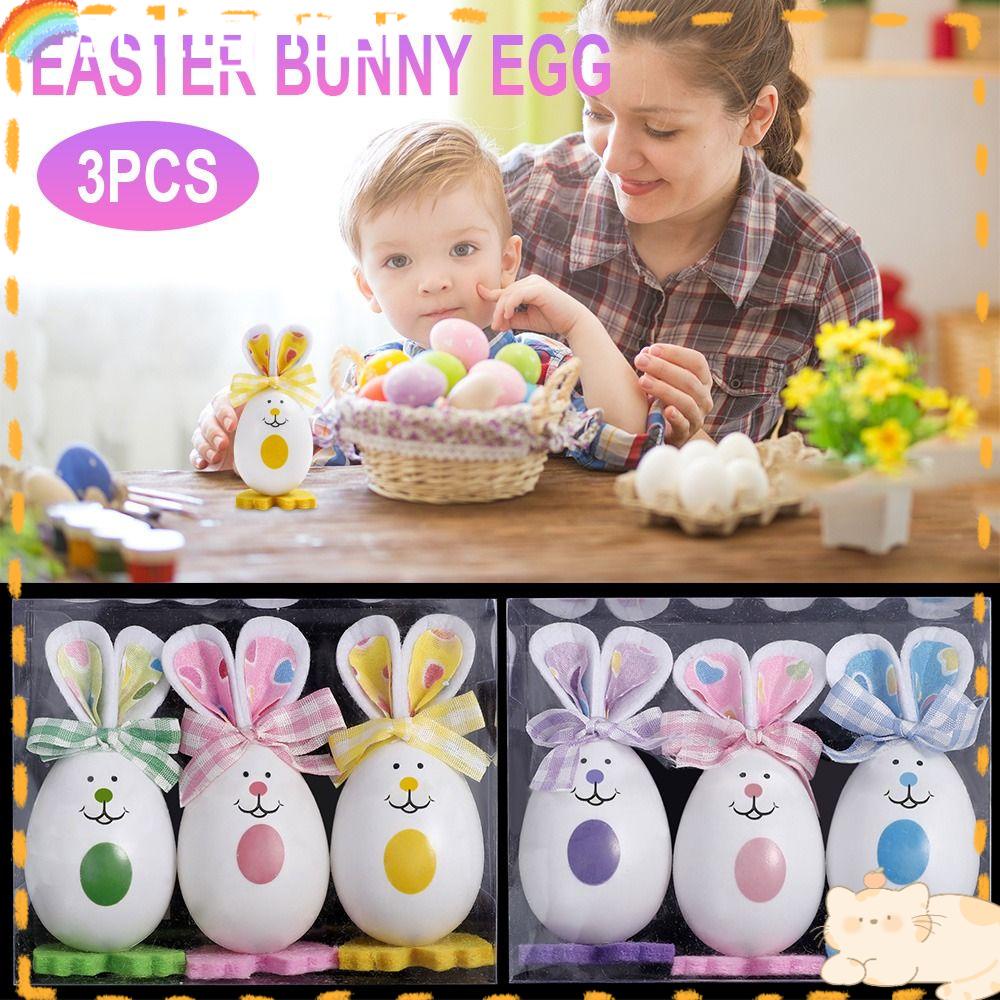 Solighter 3PCS Easter Bunny Egg Aksesoris Rumah Festival Selamat Paskah Festival Hias