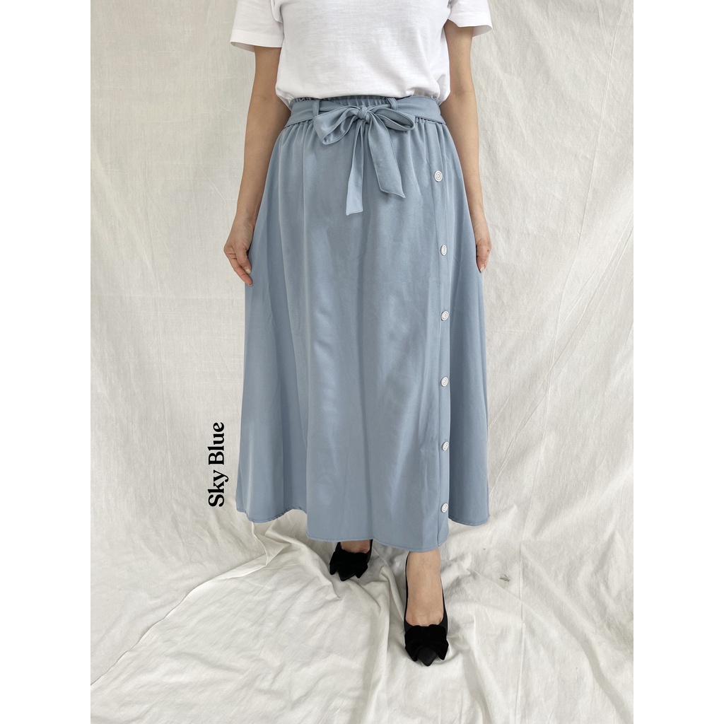 ZOYA SKIRT - ROK KANCING BUTTON SKIRT POLOS BASIC BAHAN SHAKILA PREMIUM