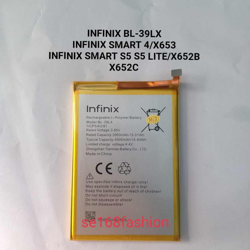 Baterai INFINIX BL-39LX FOR SMART 4 X653B / S5 S5 LITE X652B X652C Batre Batere Baterry